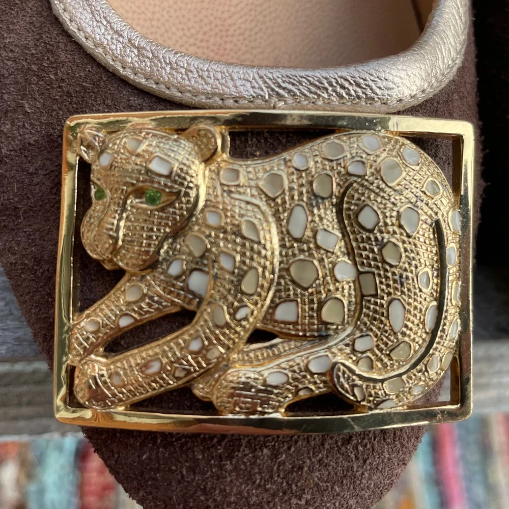 Lilly Pulitzer Suede Leopard Medallion Flats - Picture 2 of 7